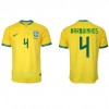 Herren Fußballbekleidung Brasilien Marquinhos #4 Heimtrikot WM 2022 Kurzarm